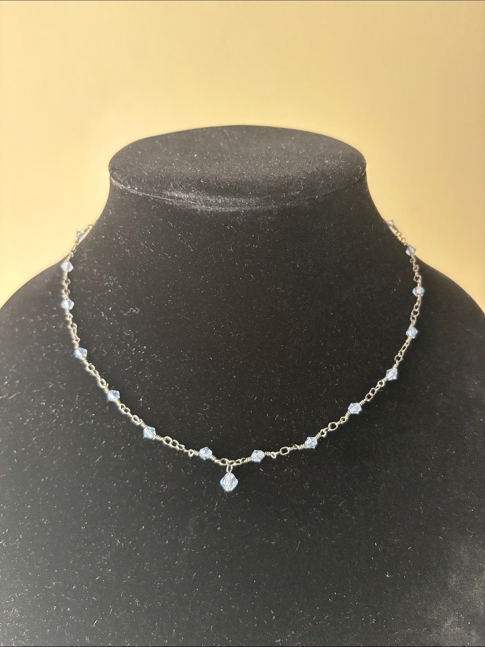 Delicate Blue Crystal Pendant Necklace for Women